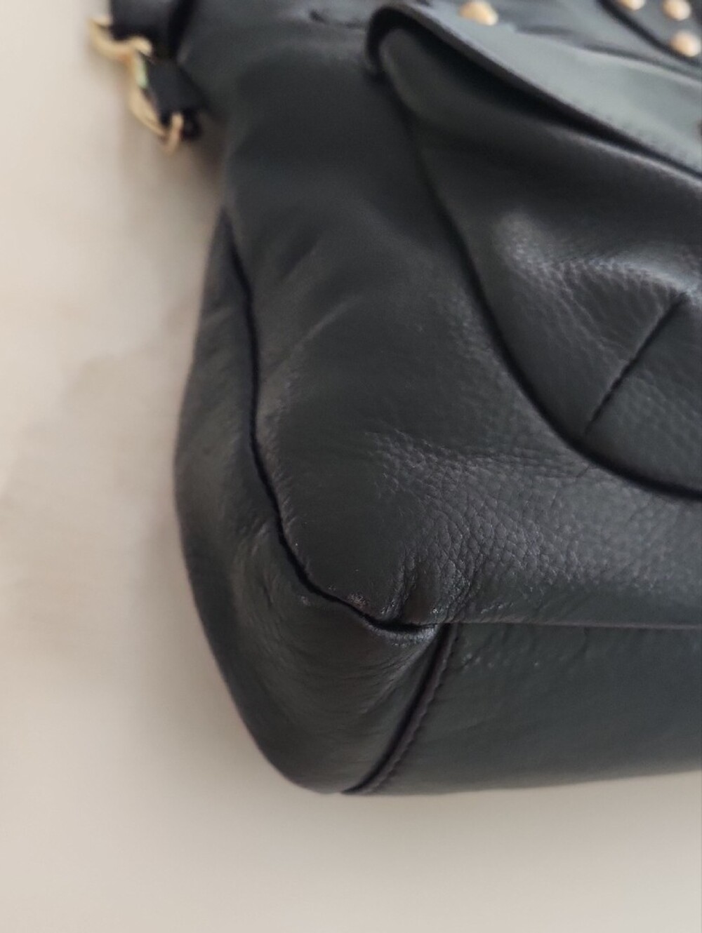 Emma Fox Black Leather Satchel with Gold Hardware - Picture 4 of 15
